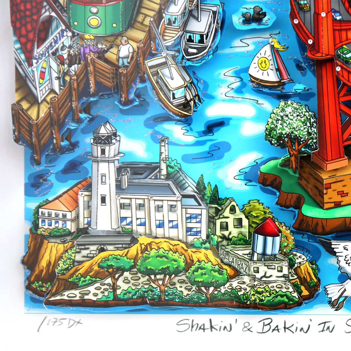 Charles Fazzino- 3D Construction Silkscreen Serigraph "Shakin’ & Bakin’ in San Francisco"