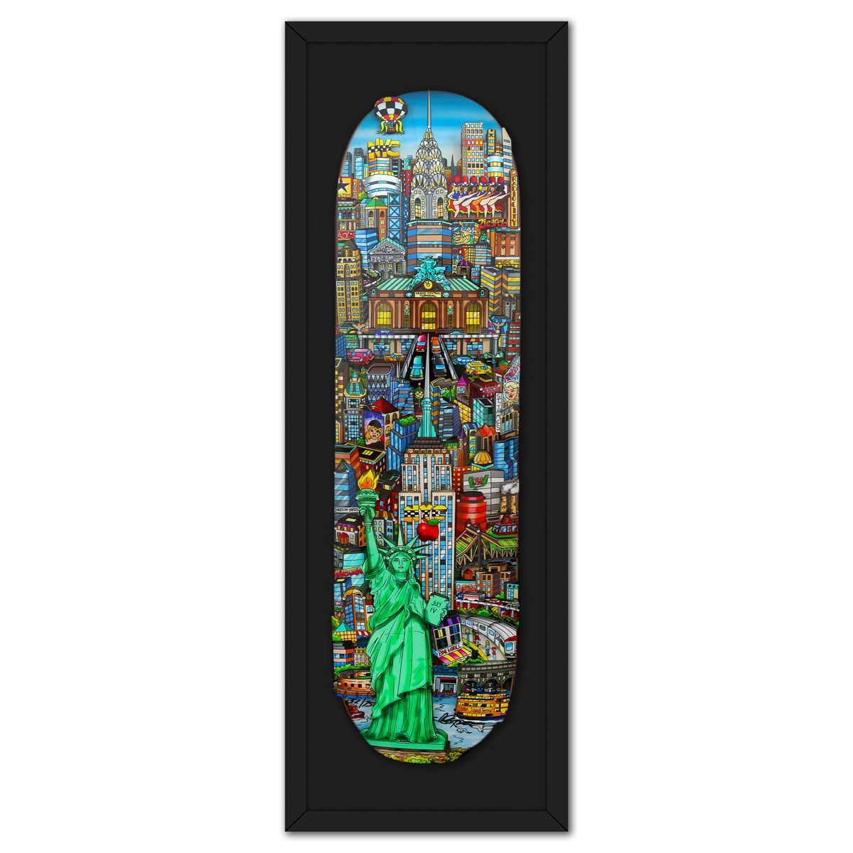 Charles Fazzino- 3D Construction Silkscreen Serigraph "Lady Liberty in NYC Skateboard Deck"