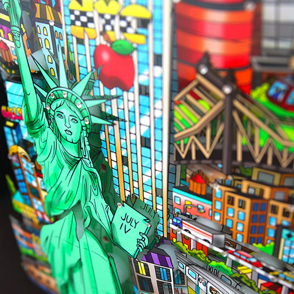 Charles Fazzino- 3D Construction Silkscreen Serigraph "Lady Liberty in NYC Skateboard Deck"