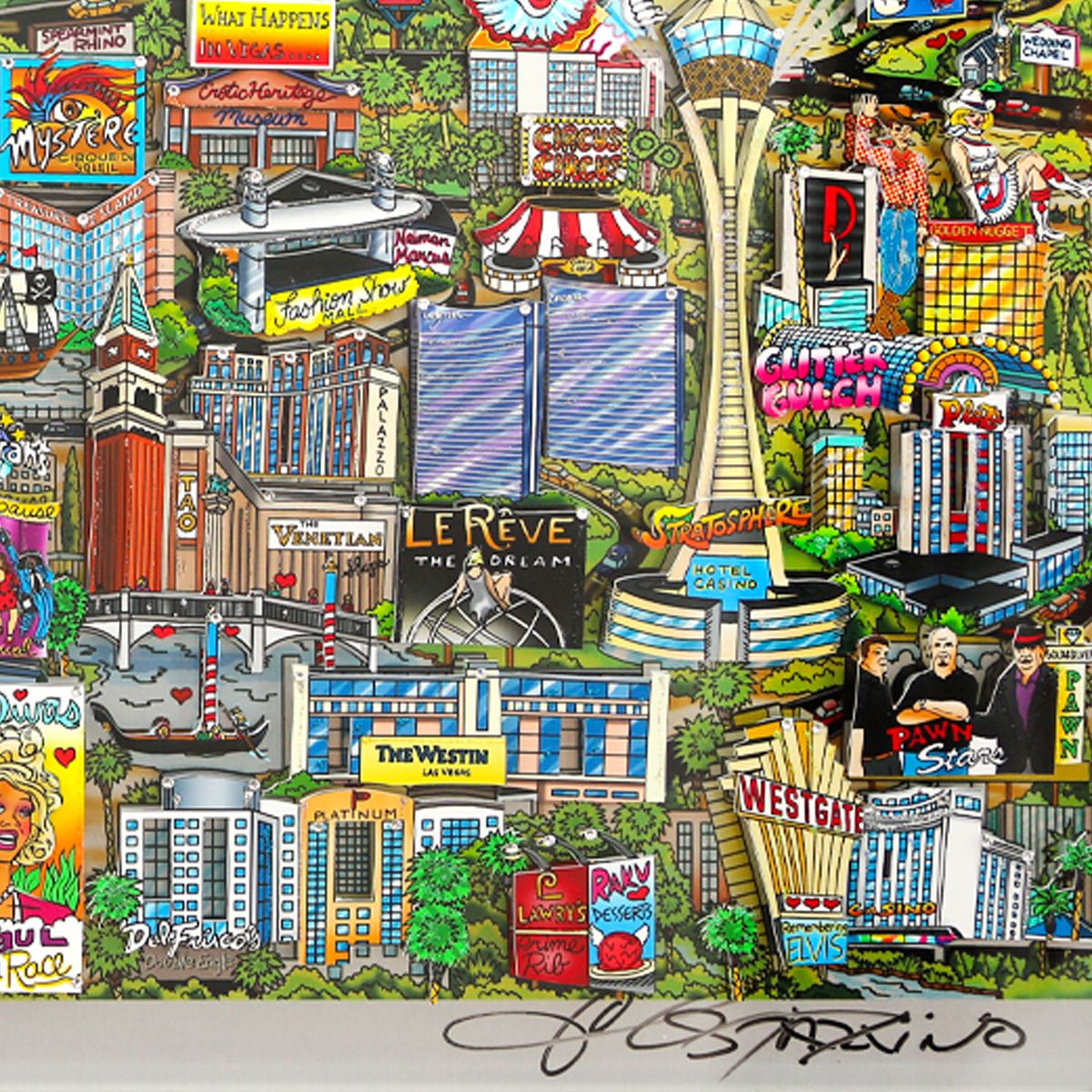 Charles Fazzino- 3D Construction Silkscreen Serigraph "Midnight in Vegas"