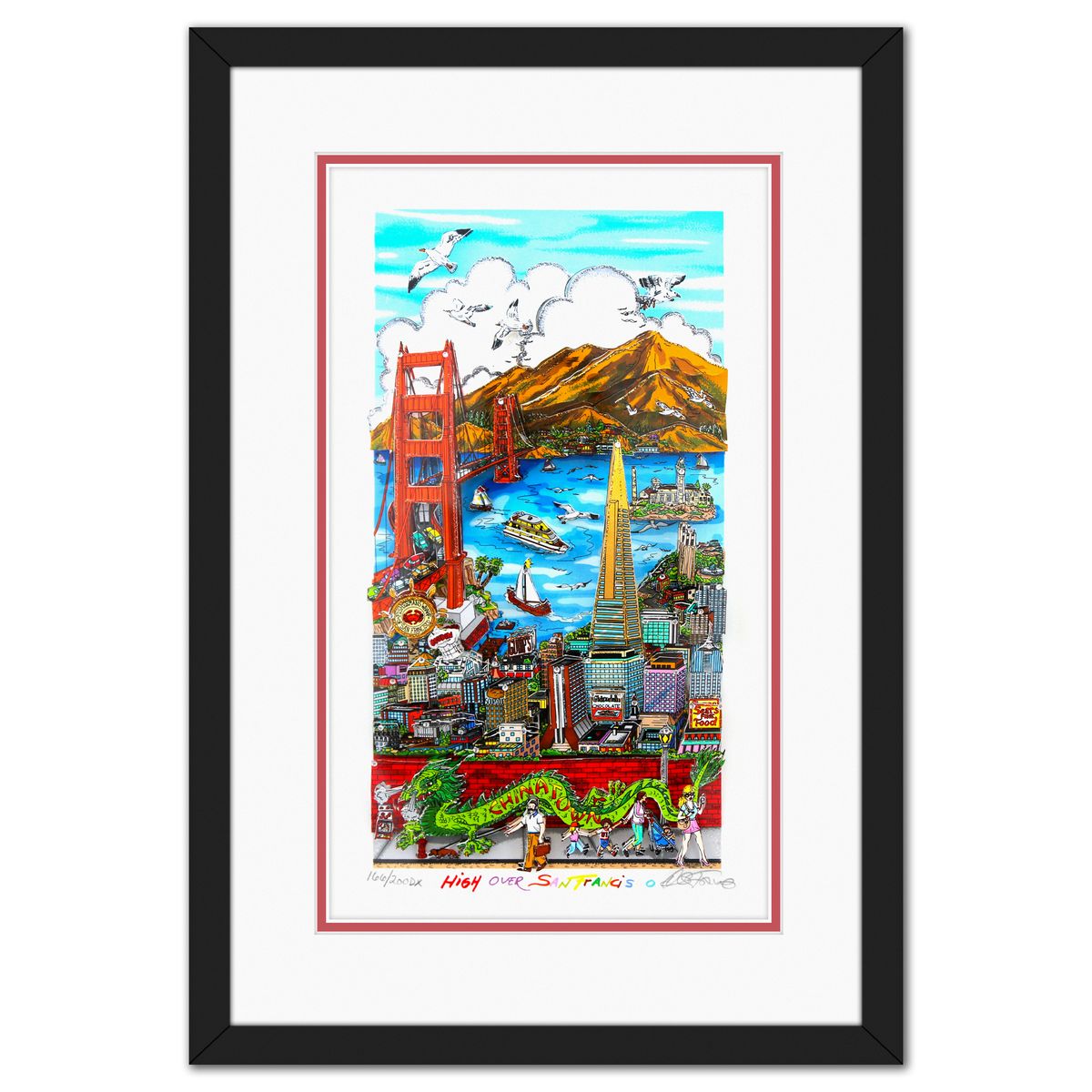 Charles Fazzino- 3D Construction Silkscreen Serigraph "High Over San Francisco"