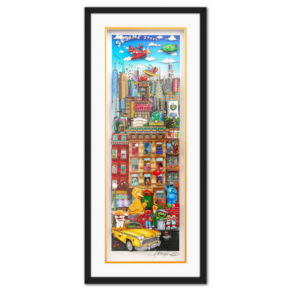 Charles Fazzino- 3D Construction Silkscreen Serigraph "Sunny Day… Sesame Street"
