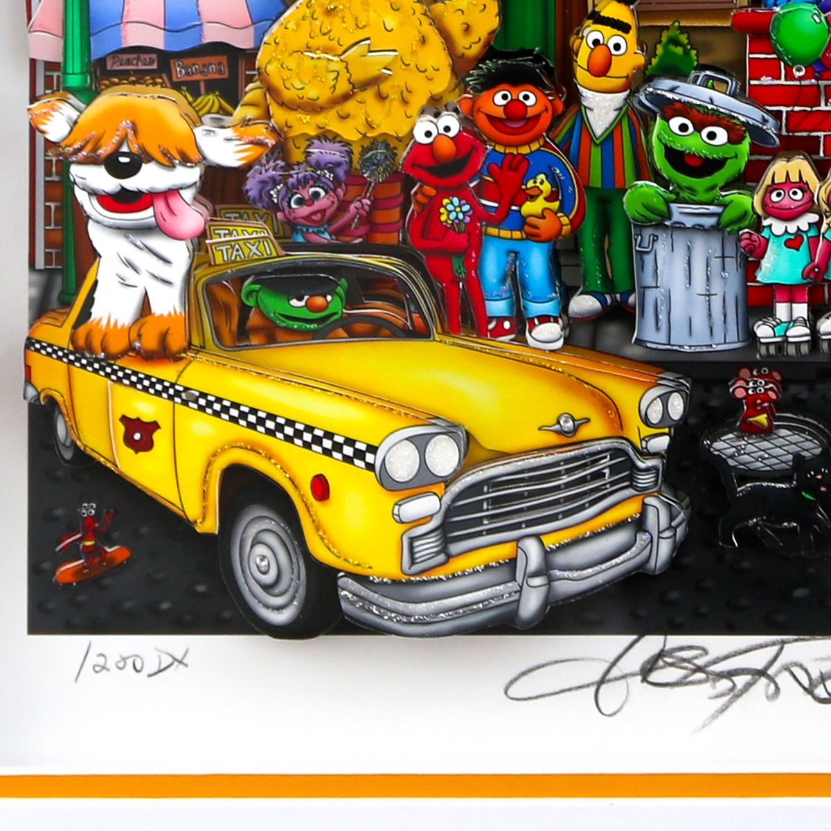 Charles Fazzino- 3D Construction Silkscreen Serigraph "Sunny Day… Sesame Street"