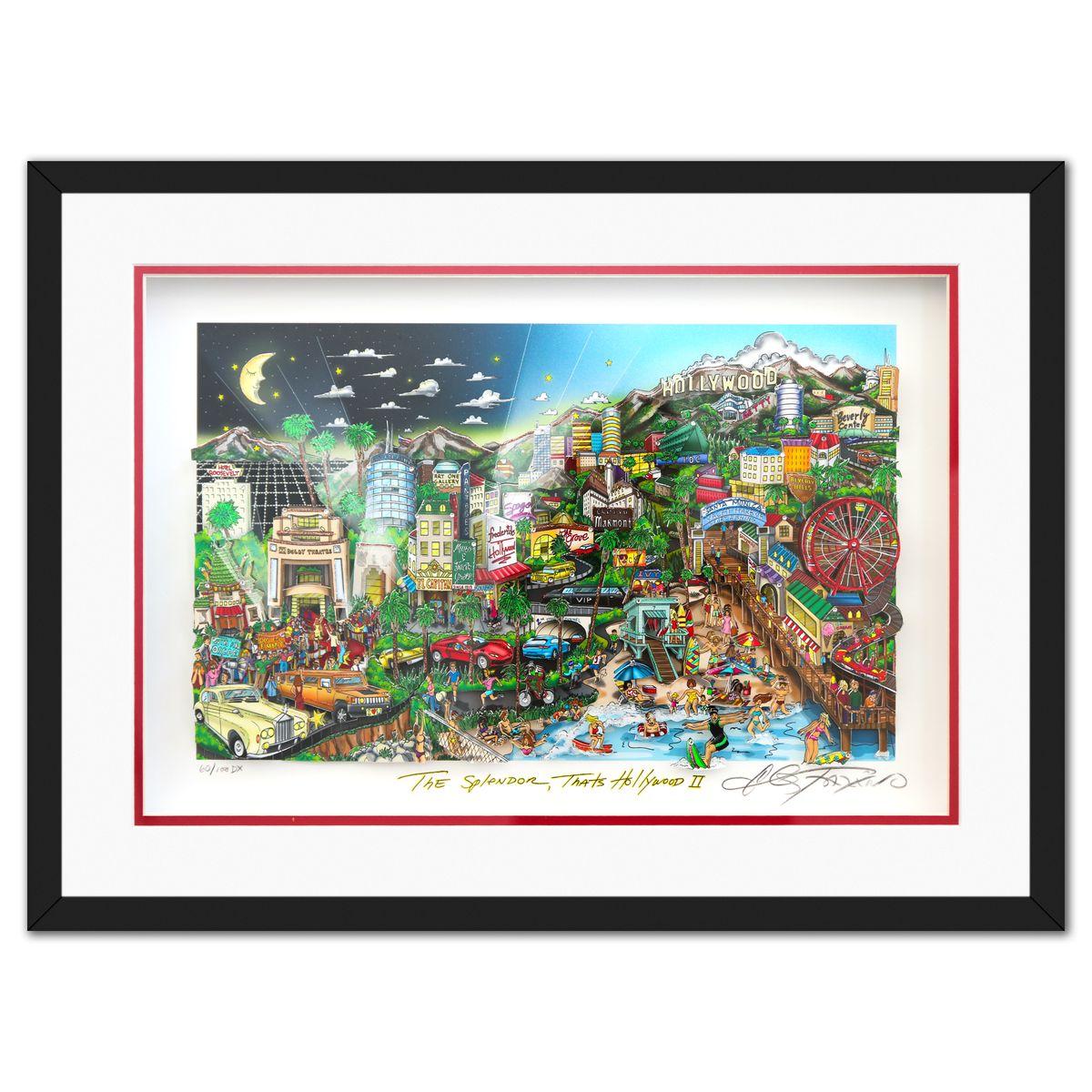 Charles Fazzino- 3D Construction Silkscreen Serigraph "The Splendor, That's Hollywood II"