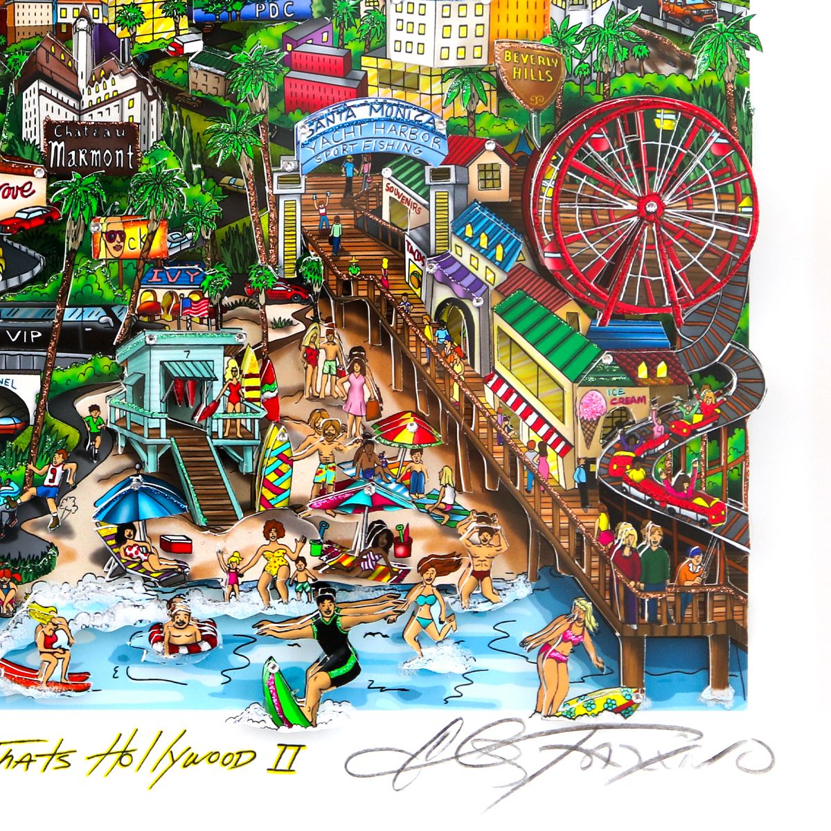 Charles Fazzino- 3D Construction Silkscreen Serigraph "The Splendor, That's Hollywood II"