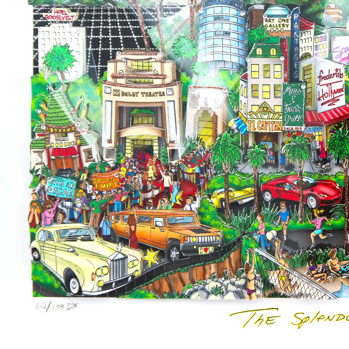 Charles Fazzino- 3D Construction Silkscreen Serigraph "The Splendor, That's Hollywood II"
