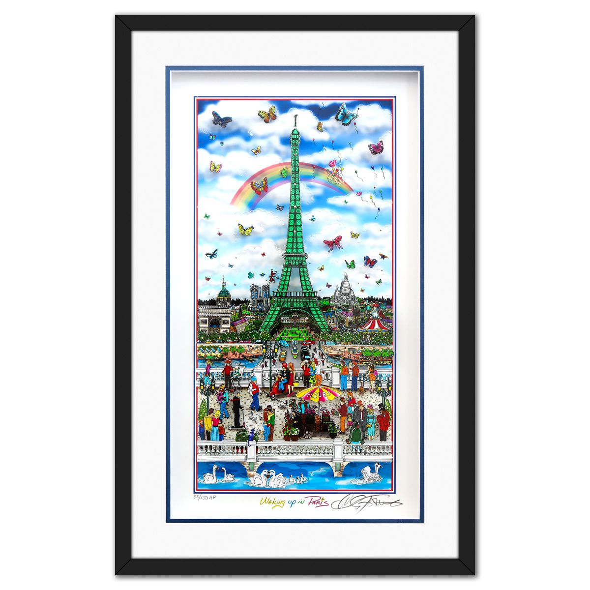Charles Fazzino- 3D Construction Silkscreen Serigraph "Waking Up in Paris"