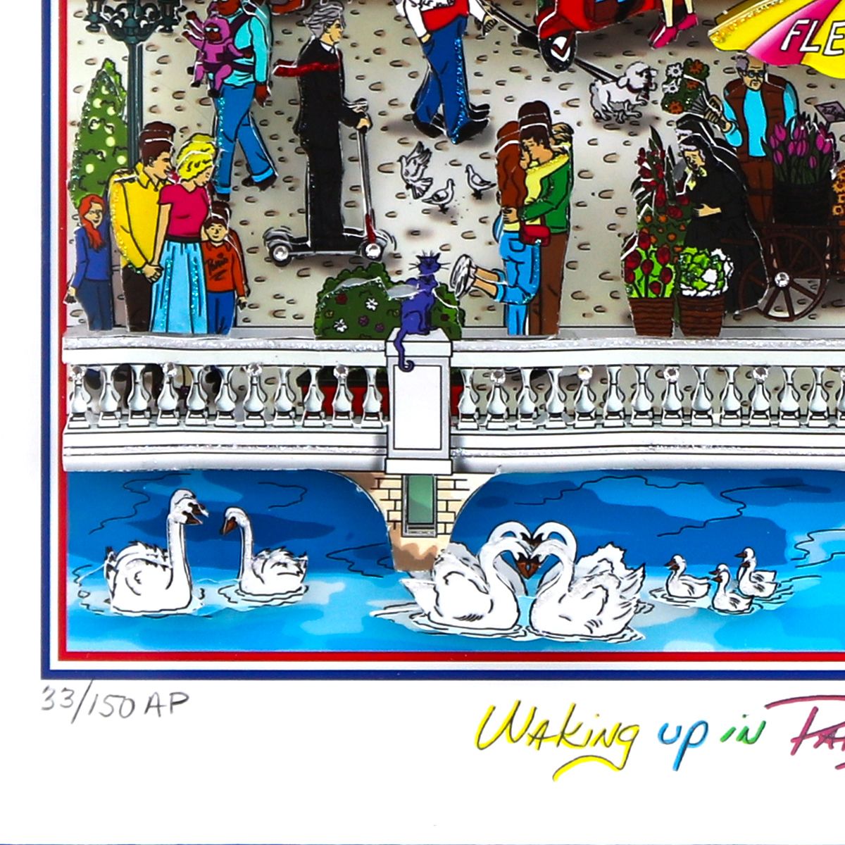 Charles Fazzino- 3D Construction Silkscreen Serigraph "Waking Up in Paris"