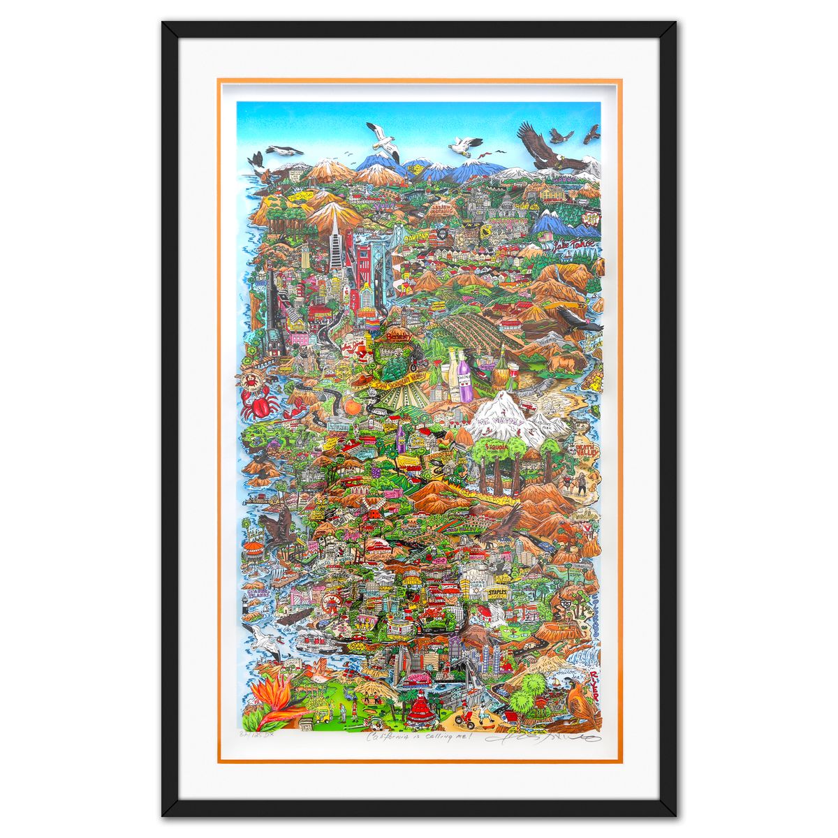 Charles Fazzino- 3D Construction Silkscreen Serigraph "California is Calling me"