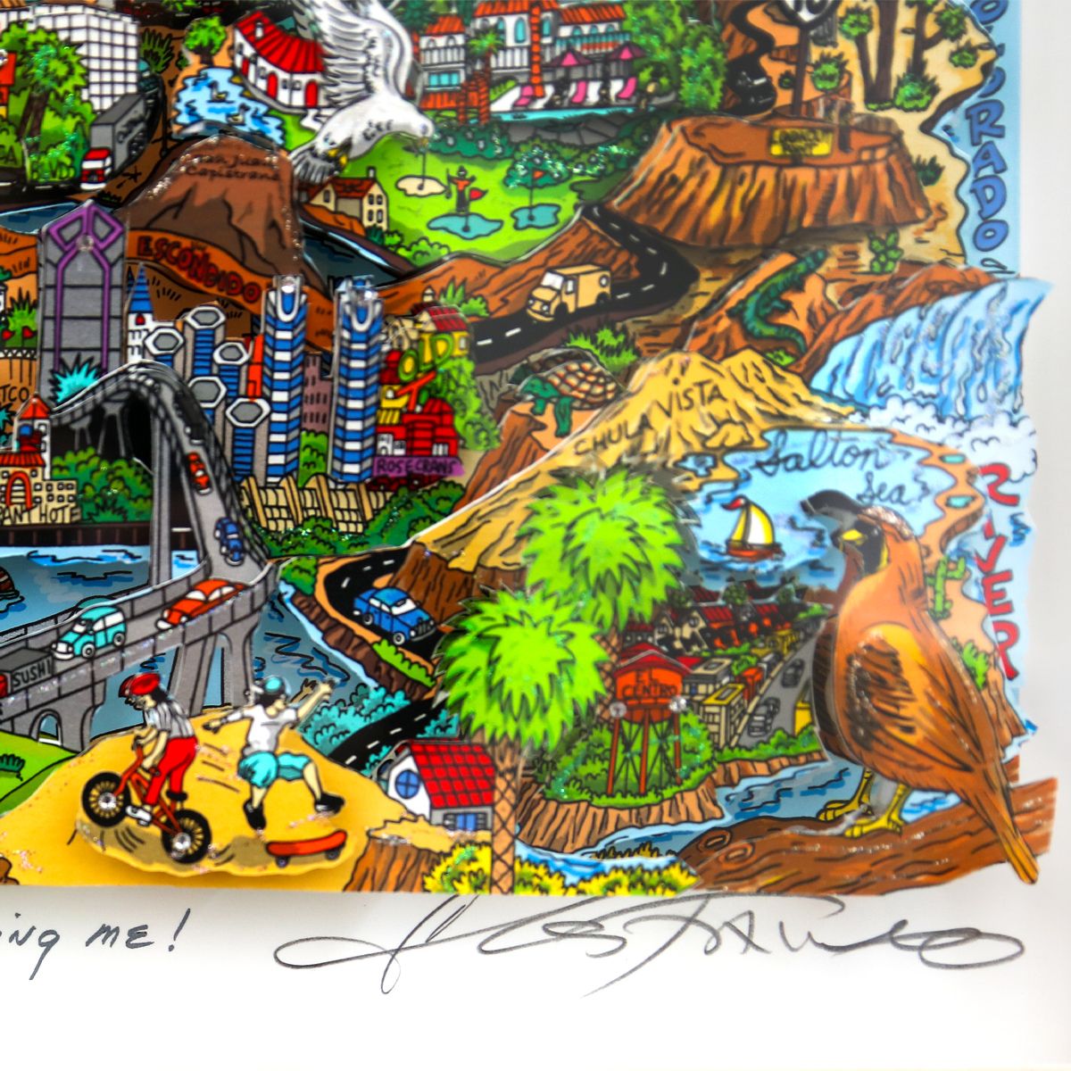 Charles Fazzino- 3D Construction Silkscreen Serigraph "California is Calling me"