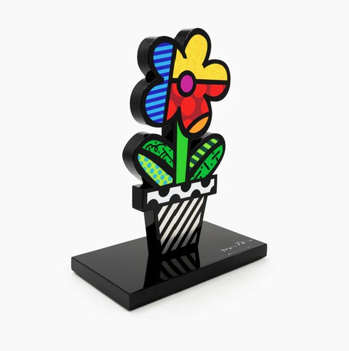 Romero Britto- Resin Sculpture with Hand Embellishments "Flower Pot"
