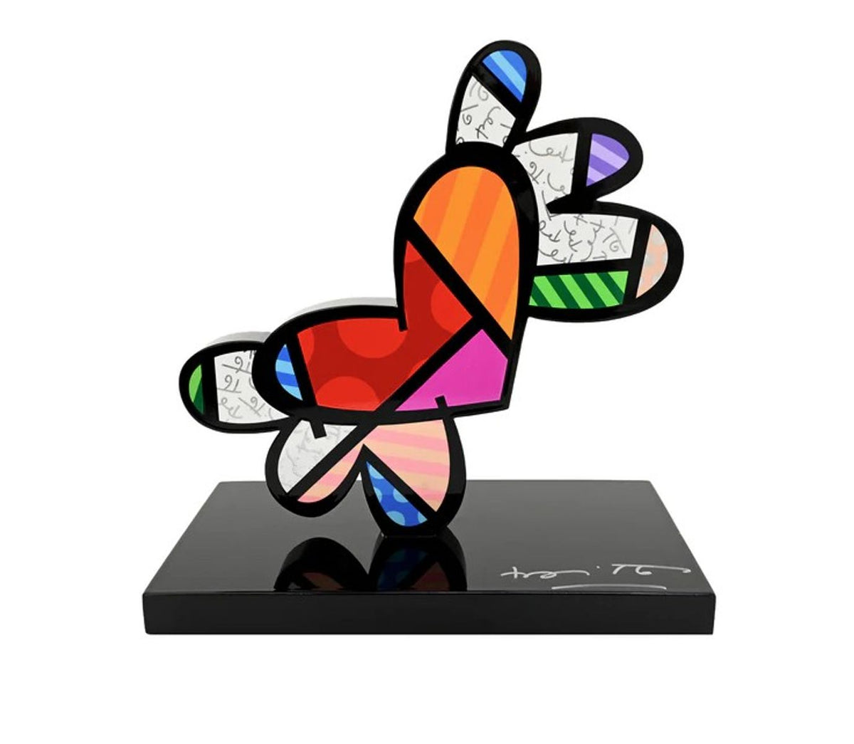 Romero Britto-  Resin Sculpture with Hand Embellishments "Flying Heart"