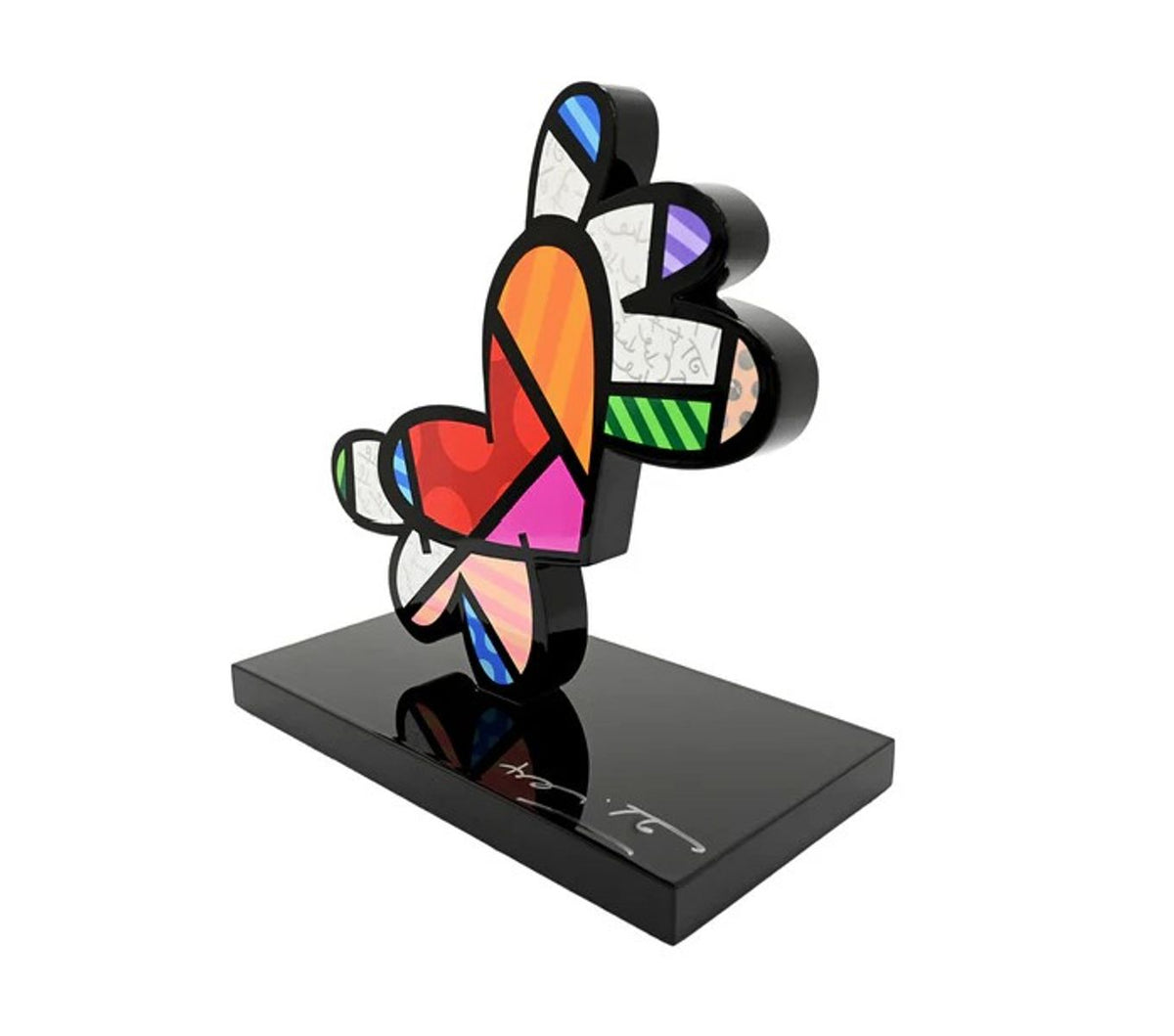 Romero Britto-  Resin Sculpture with Hand Embellishments "Flying Heart"