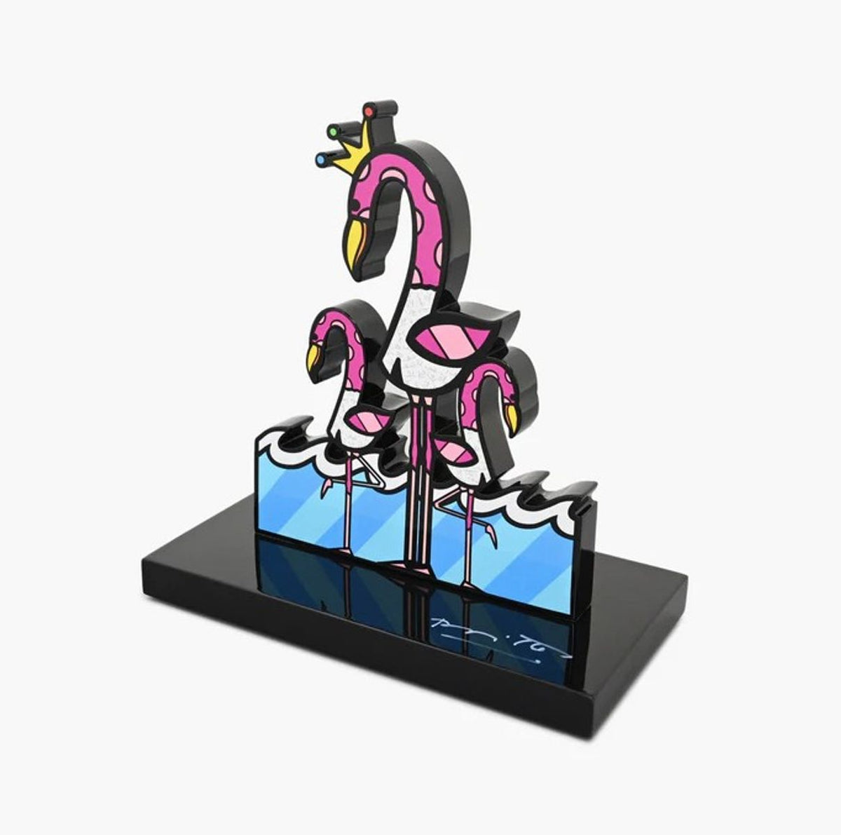 Romero Britto- Resin Sculpture with Hand Embellishments "Flamingos"