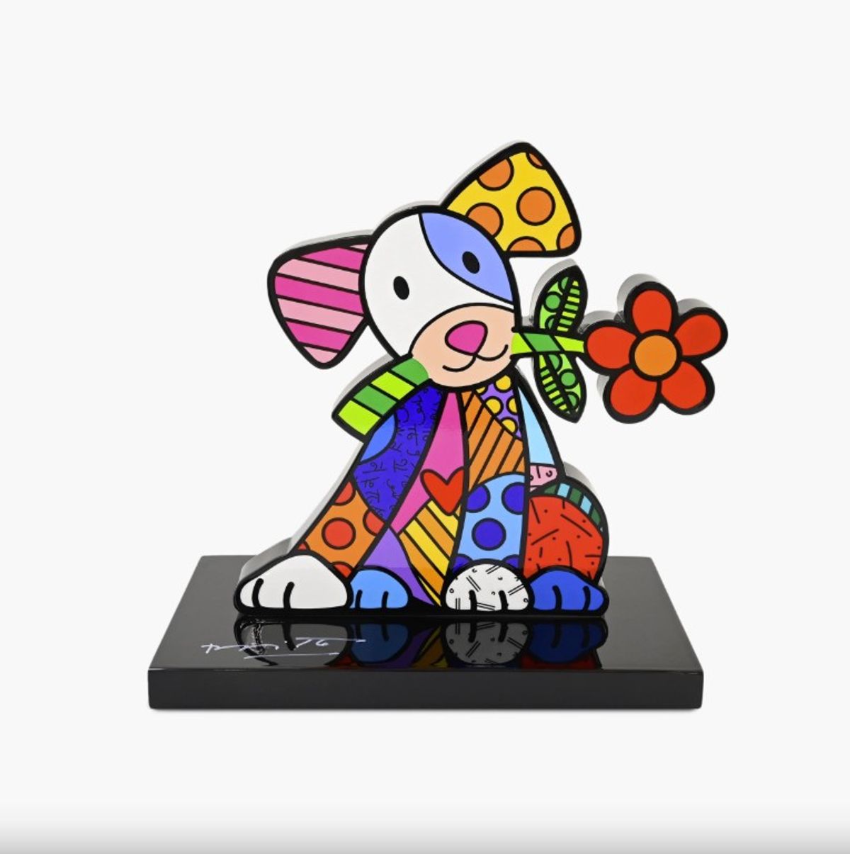 Romero Britto- Resin Sculpture with Hand Embellishments "Lovely Dog"