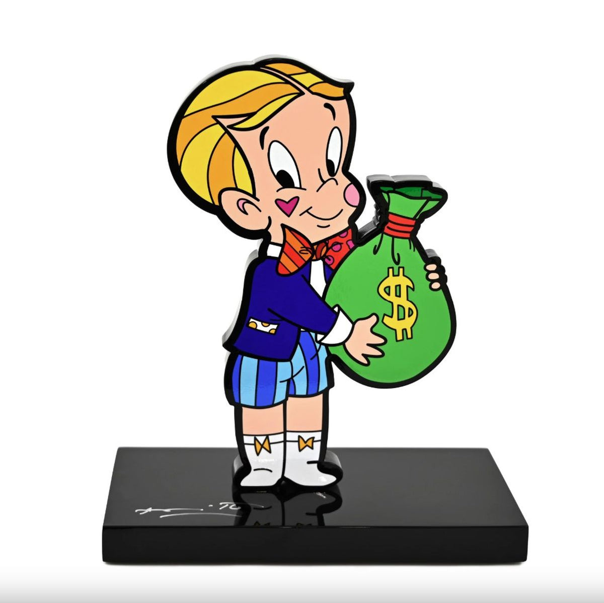 Romero Britto- Resin Sculpture with Hand Embellishments "Richie Rich"