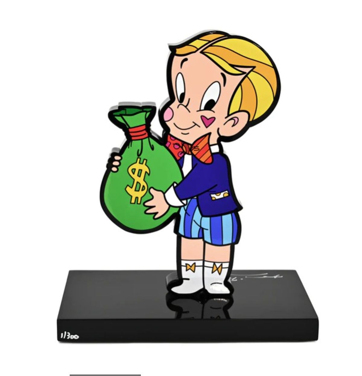 Romero Britto- Resin Sculpture with Hand Embellishments "Richie Rich"