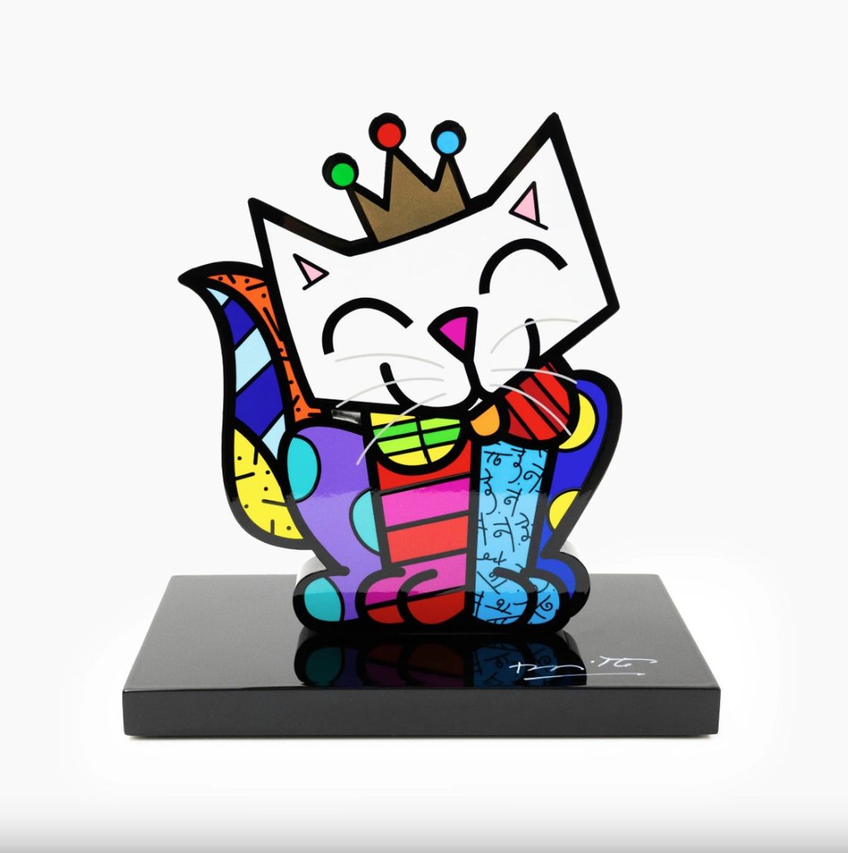 Romero Britto- Resin Sculpture with Hand Embellishments "Cat"