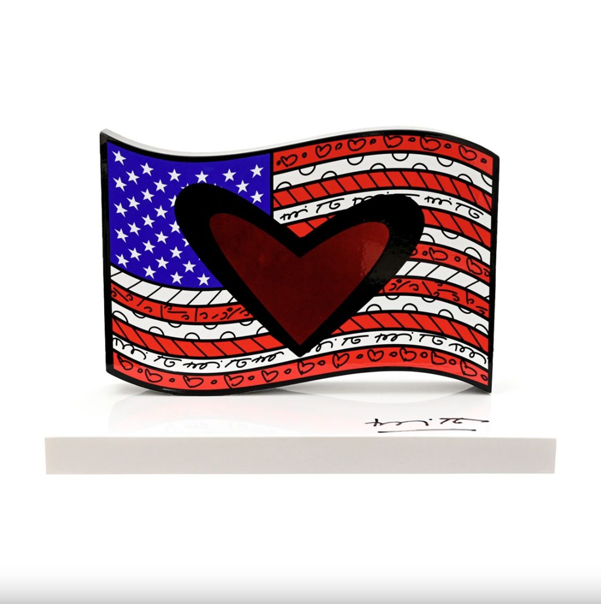 Romero Britto- Resin Sculpture with Hand Embellishments "American Flag"
