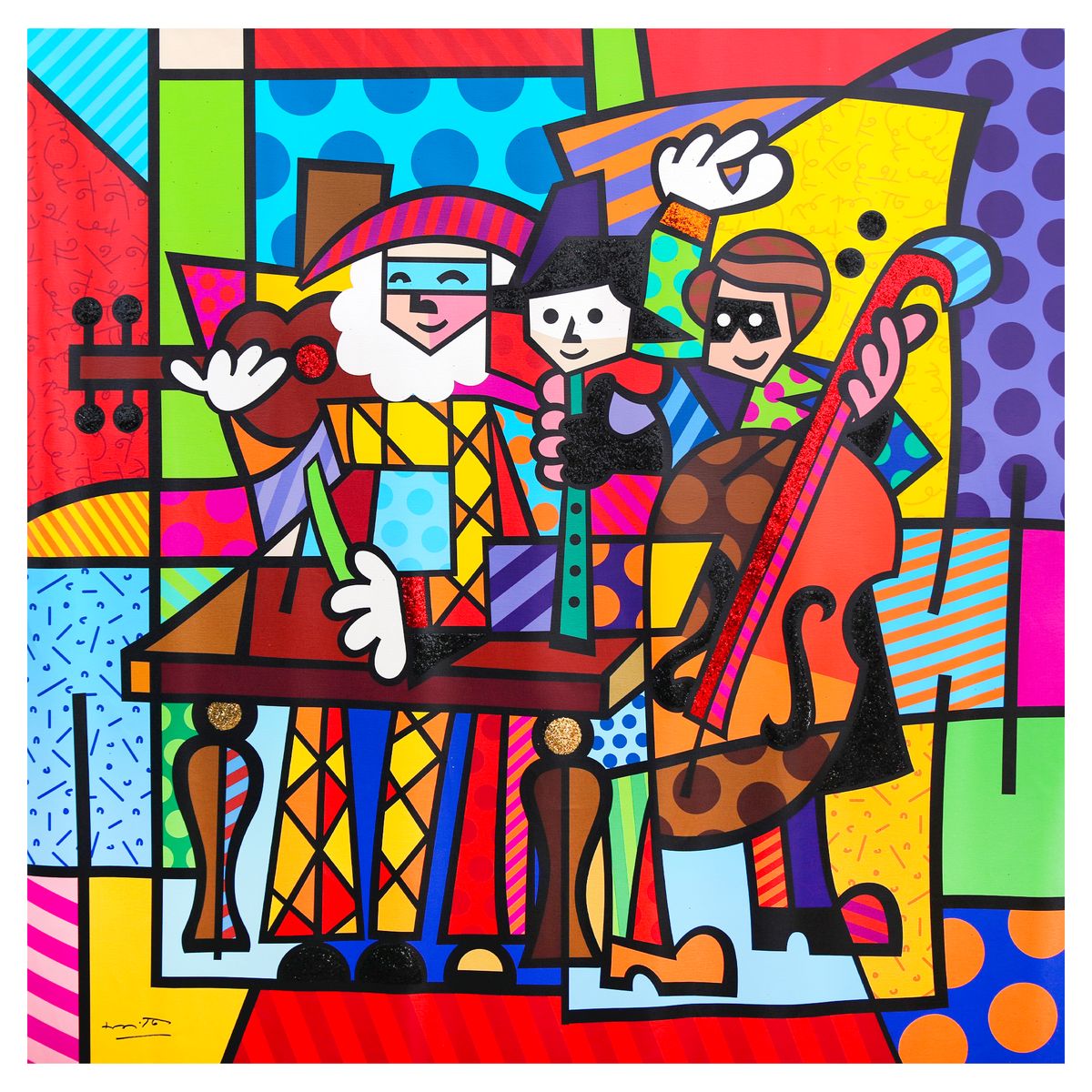 Romero Britto- Print on canvas with Diamond Dust hand embellishments "Spanish Sensation"