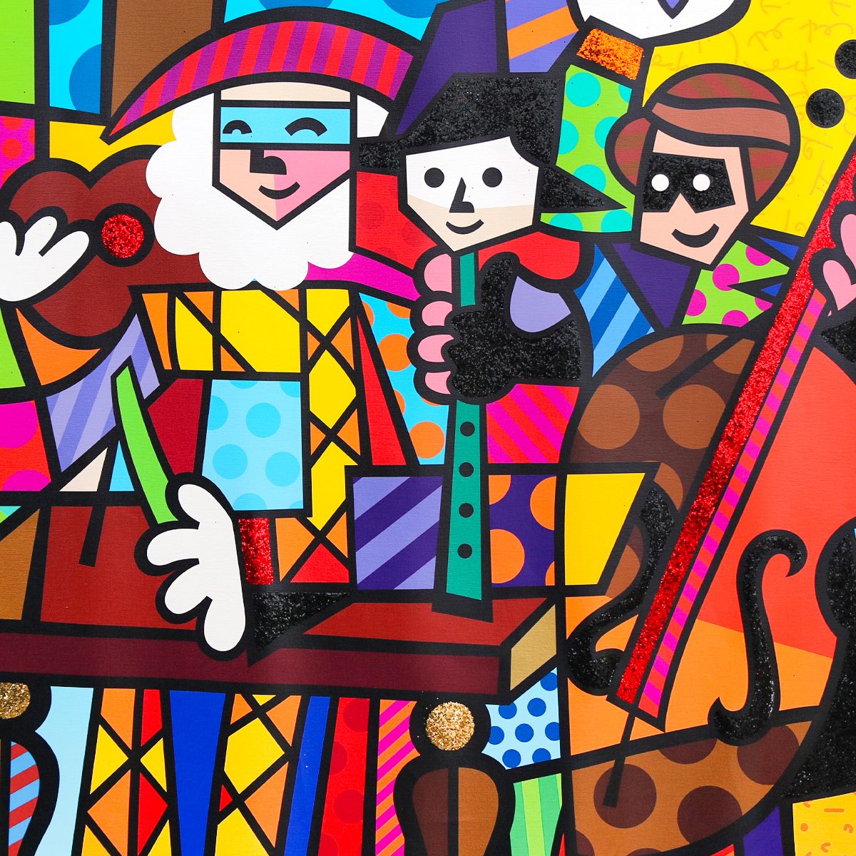 Romero Britto- Print on canvas with Diamond Dust hand embellishments "Spanish Sensation"