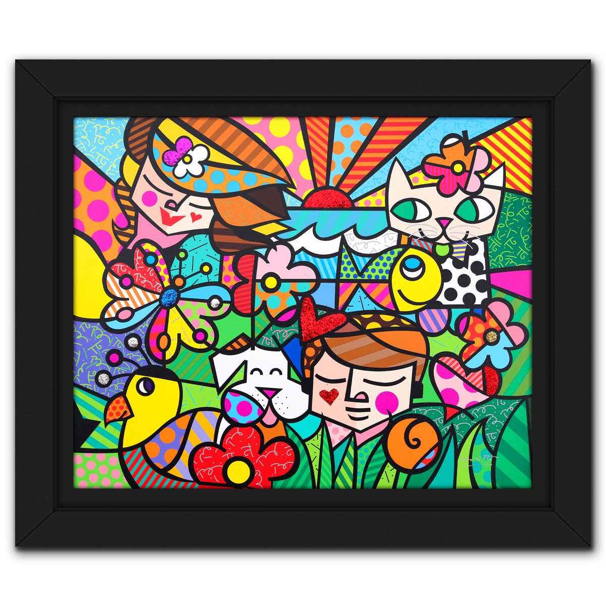 Romero Britto- Print on canvas with Diamond Dust hand embellishments "Nature in Harmony"