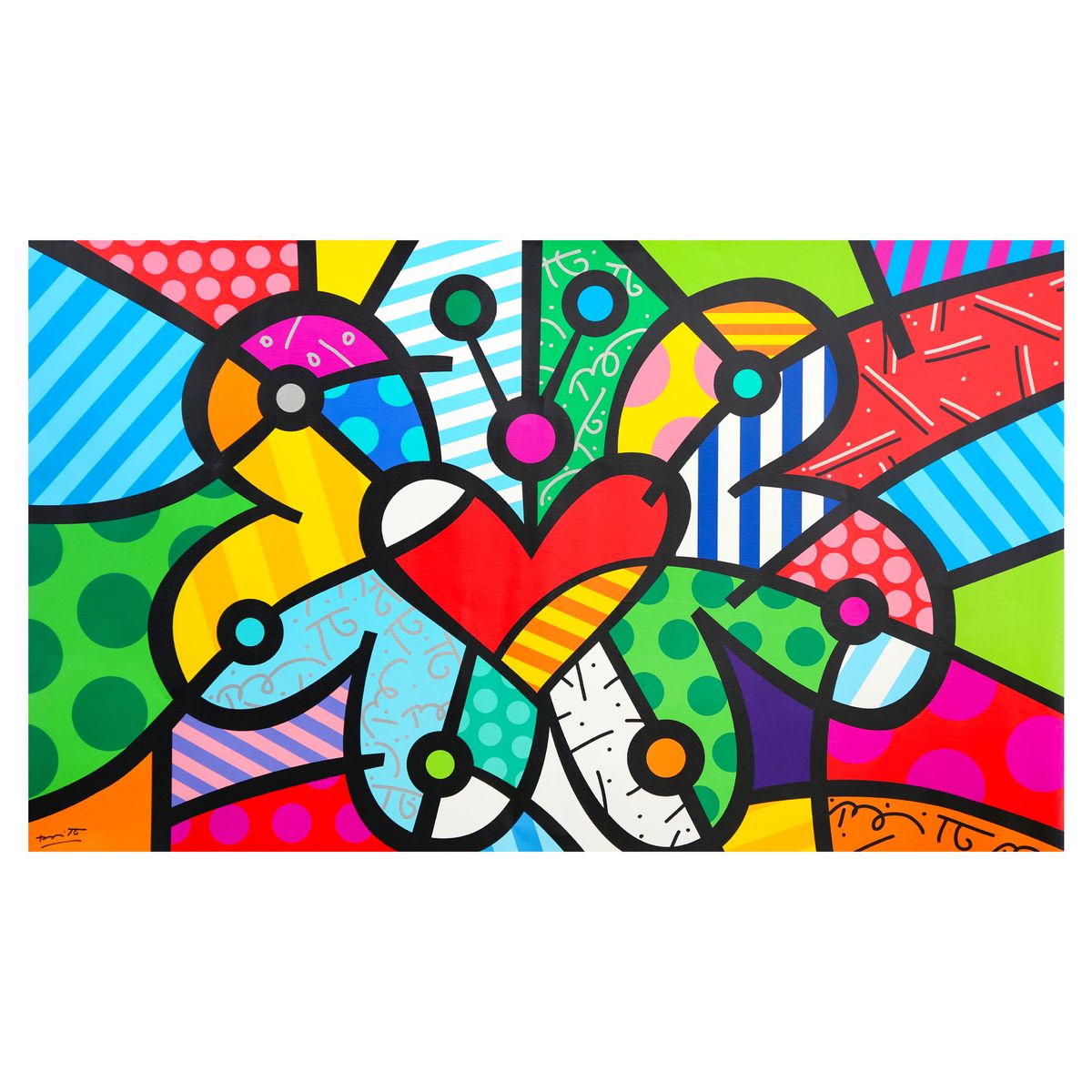 Romero Britto- Print on canvas with Diamond Dust hand embellishments "Evolution"