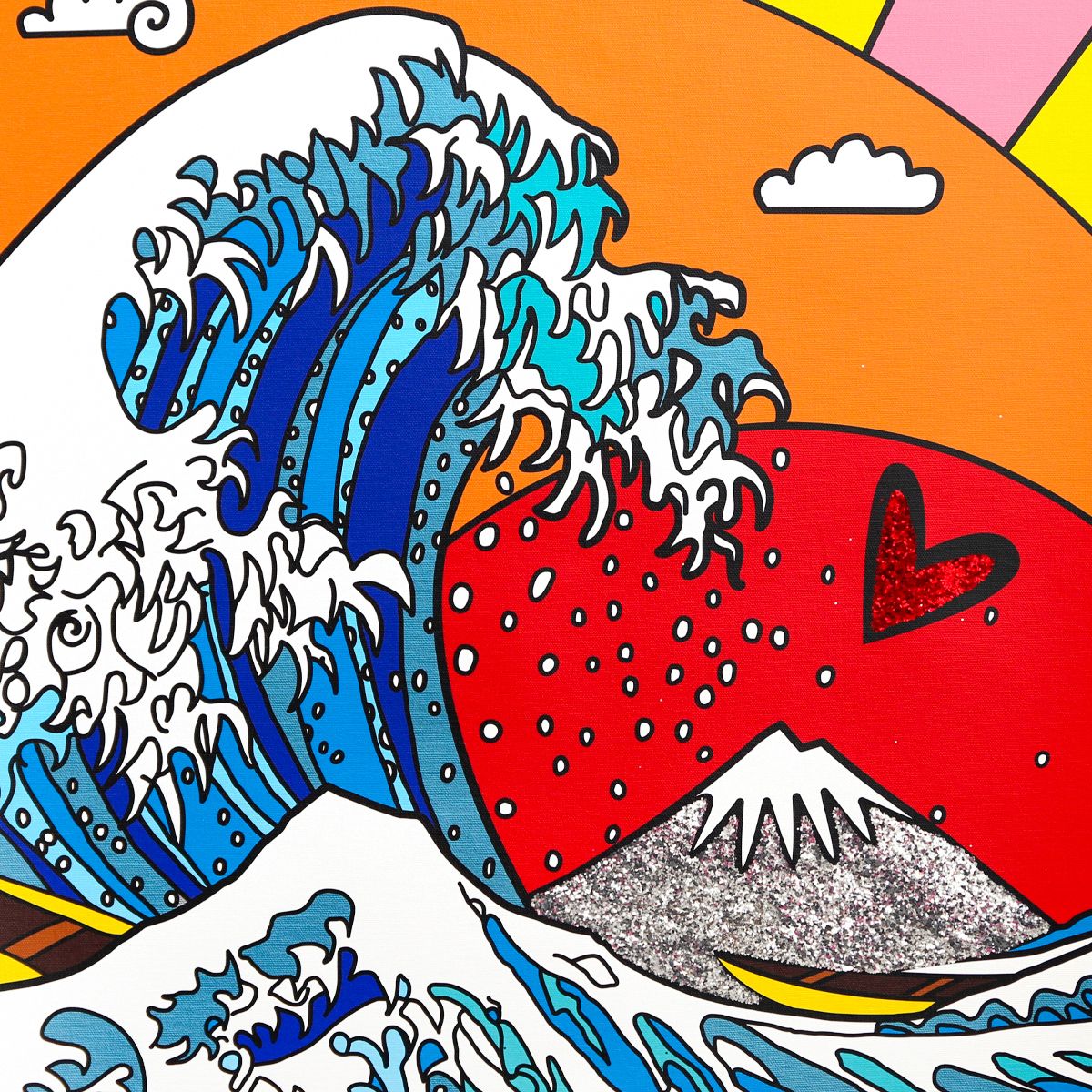 Romero Britto- Print on canvas with Diamond Dust hand embellishments "The Greatest Wave"