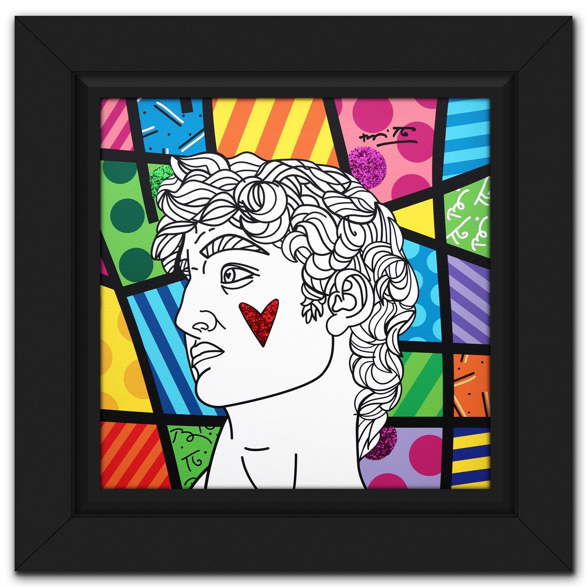 Romero Britto- Print on canvas with Diamond Dust hand embellishments "Modern David"