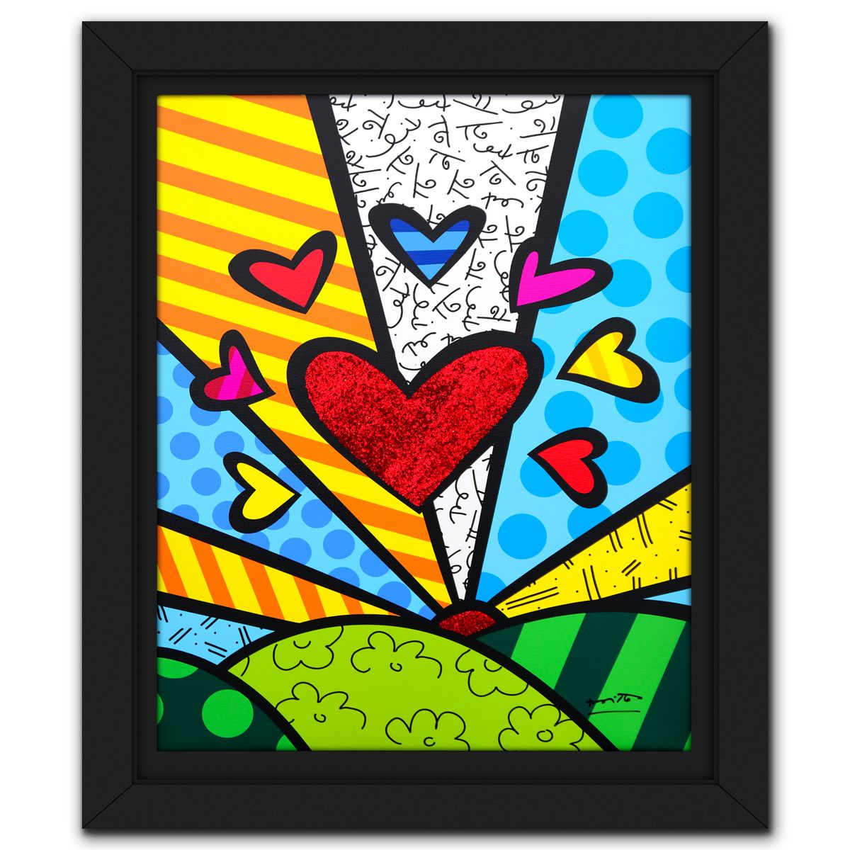 Romero Britto- Print on canvas with Diamond Dust hand embellishments "It’s a Beautiful Day"