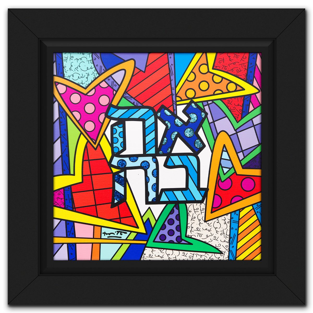Romero Britto- Print on canvas with Diamond Dust hand embellishments "Ahava"