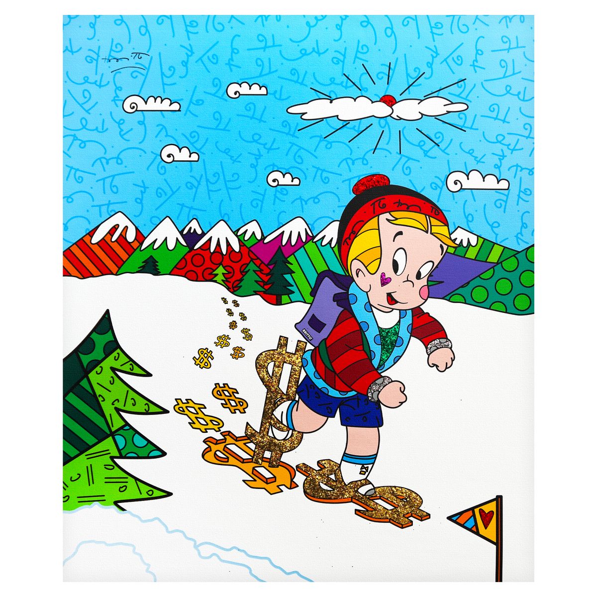 Romero Britto- Print on canvas with Diamond Dust hand embellishments "Aspen"
