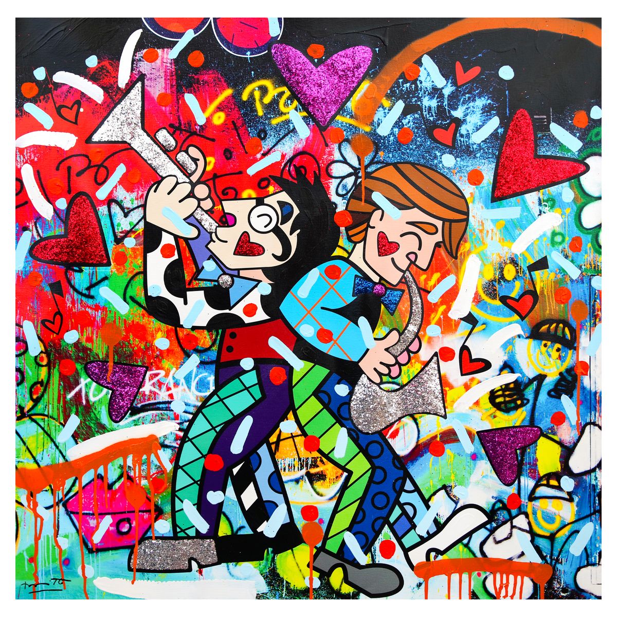 Romero Britto- Original Mixed Media on Canvas "All that Jazz"