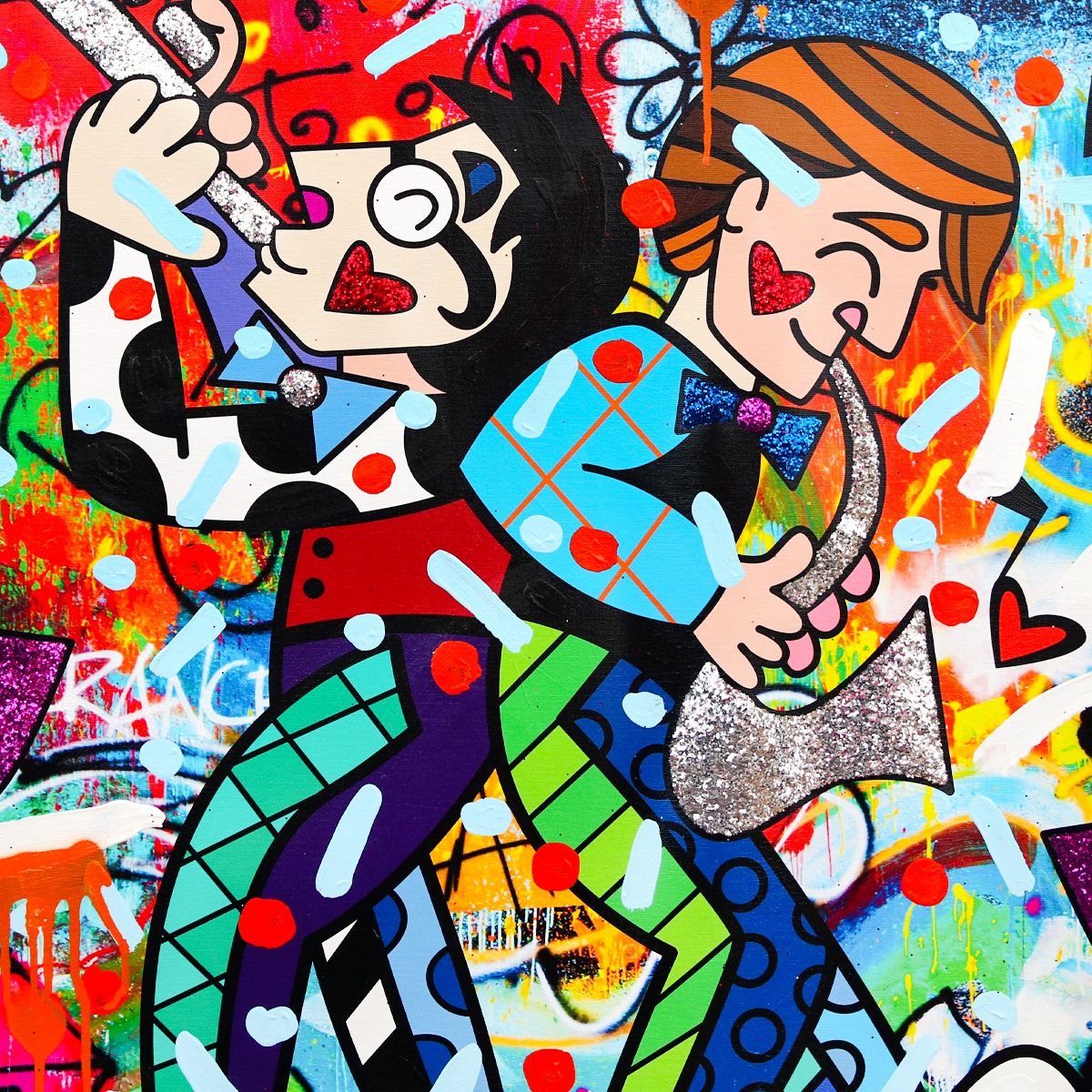 Romero Britto- Original Mixed Media on Canvas "All that Jazz"