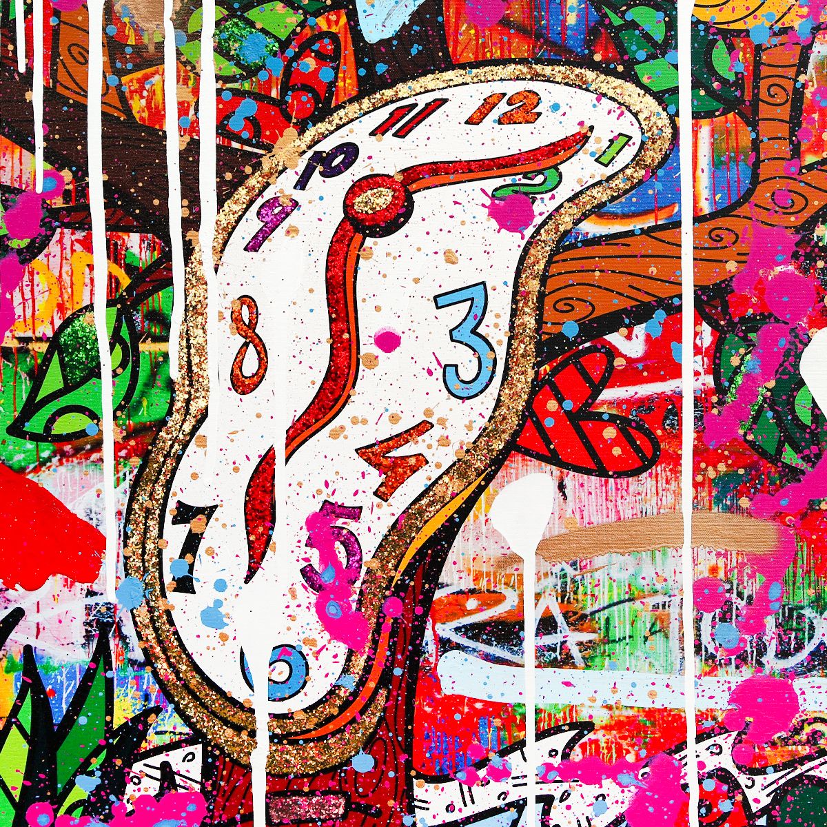 Romero Britto- Original Mixed Media on Canvas "Time is Relative"