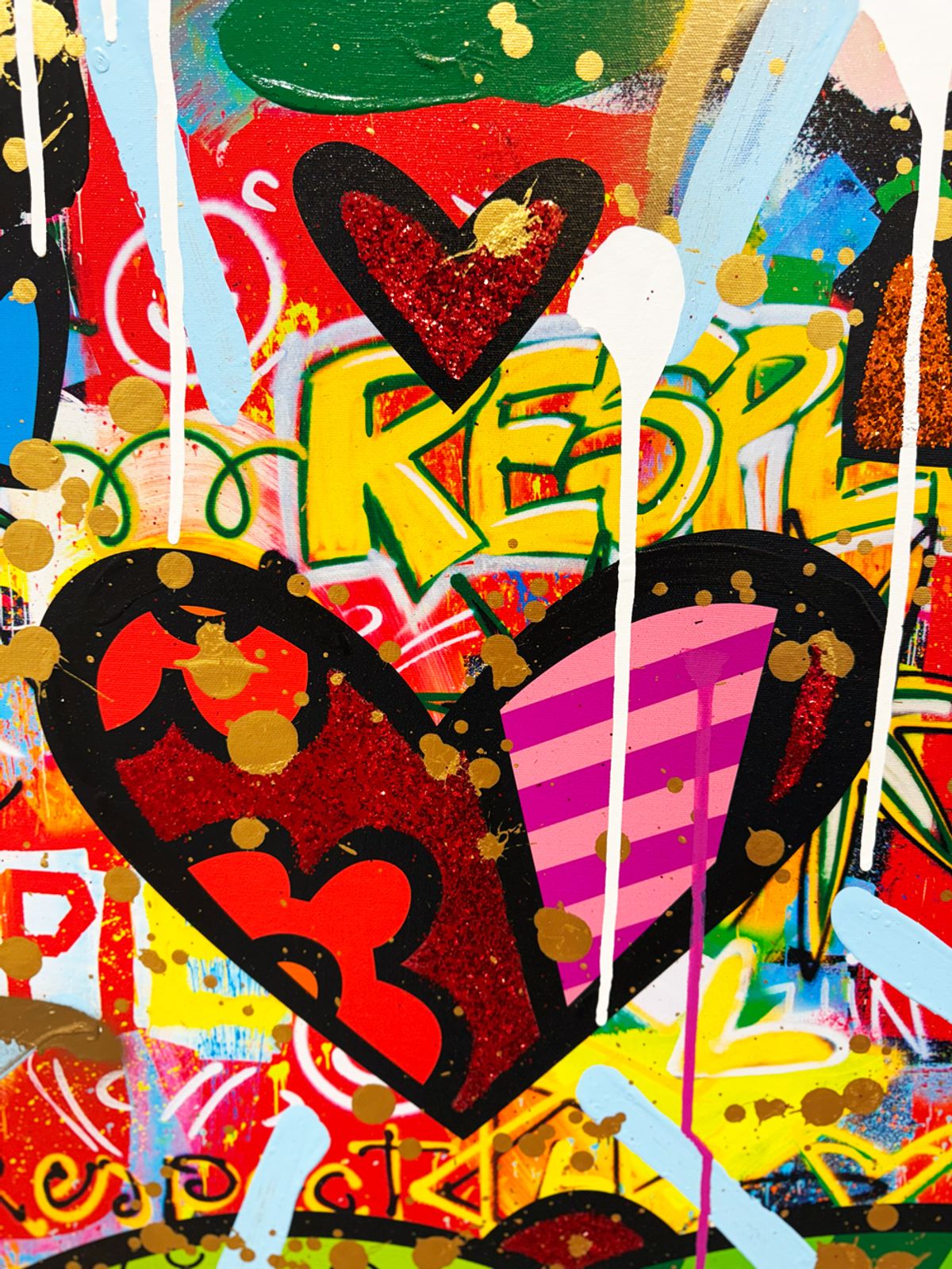 Romero Britto- Original Mixed Media on Canvas "LOVE FOR LIVE"