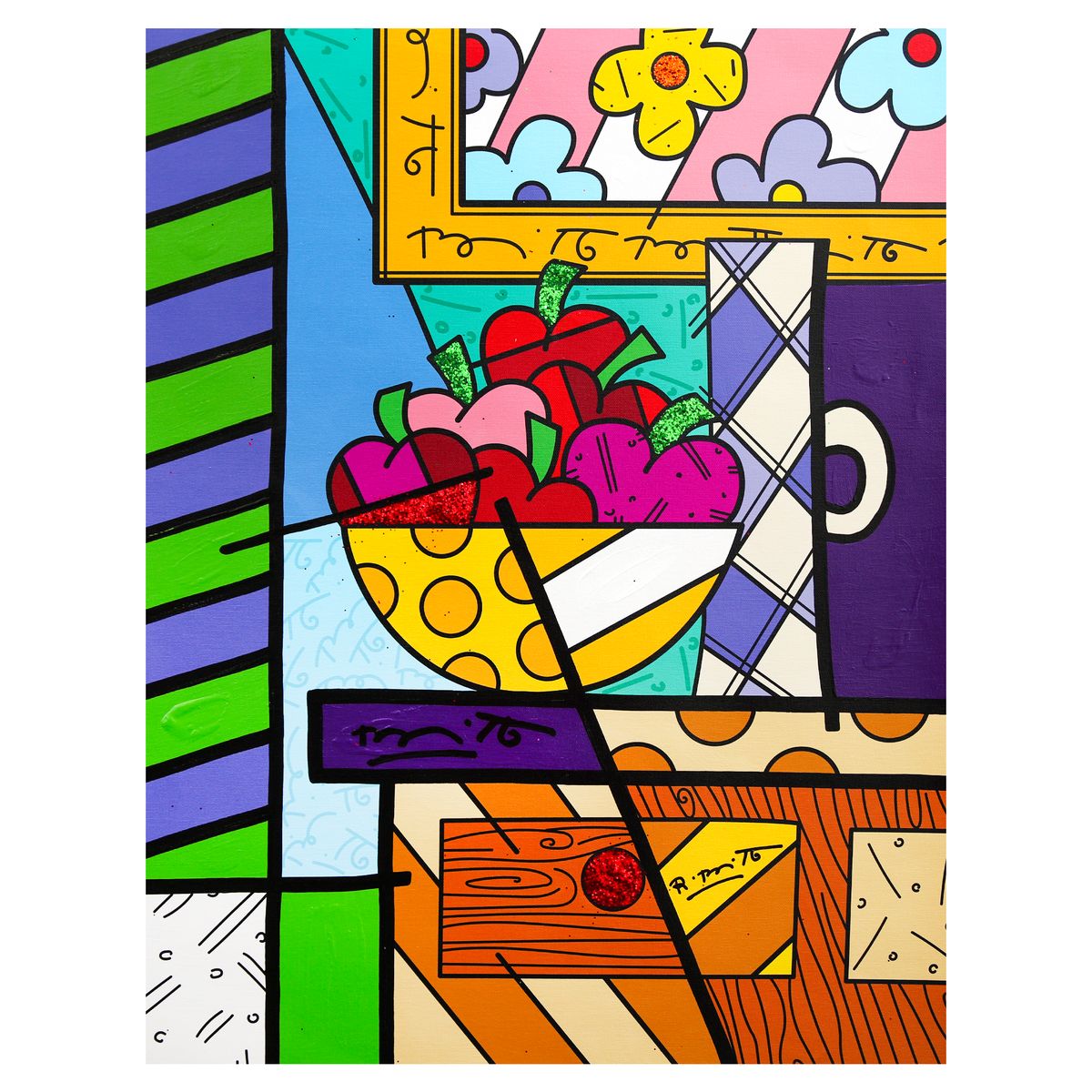 Romero Britto- Original Mixed Media on Canvas "At Home"