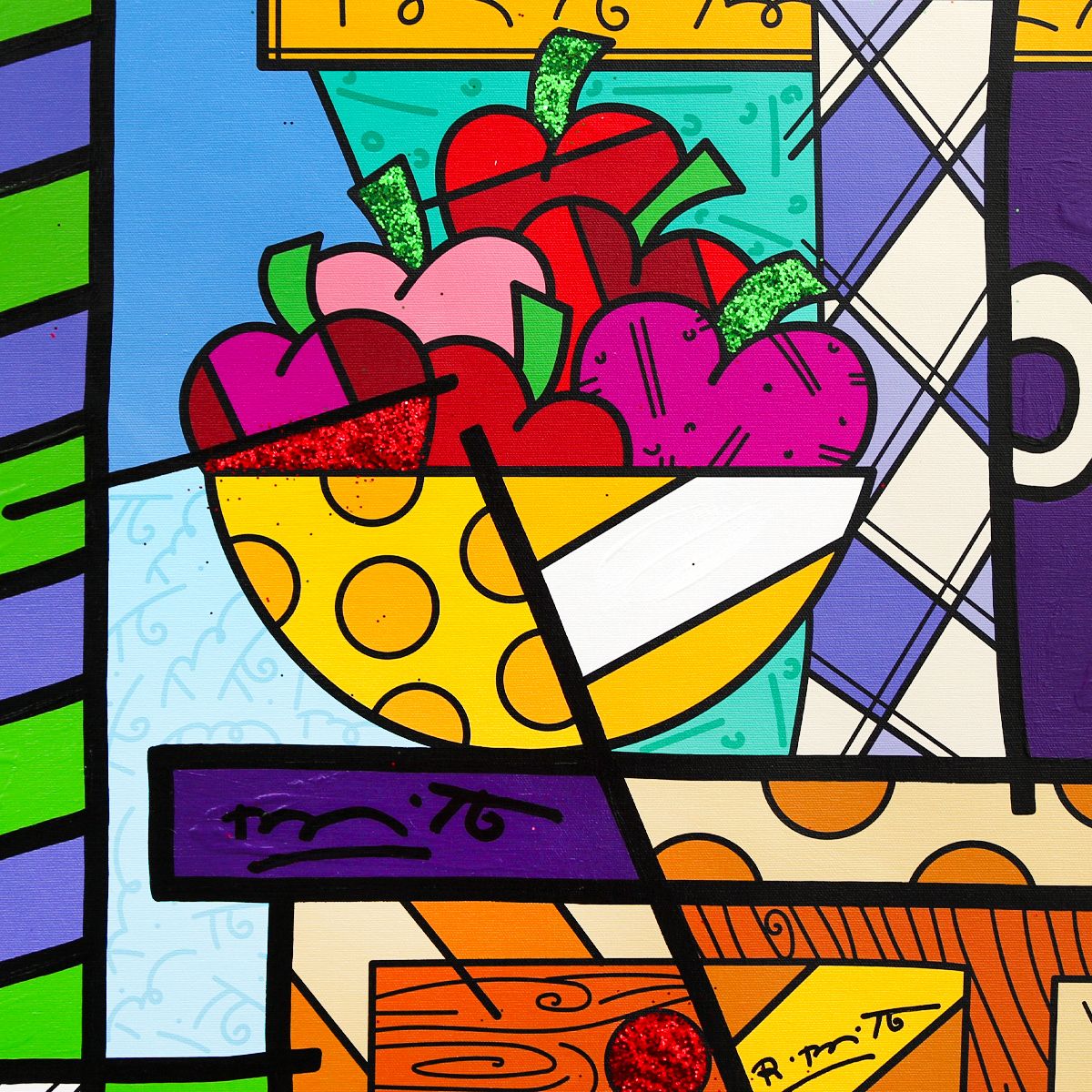Romero Britto- Original Mixed Media on Canvas "At Home"