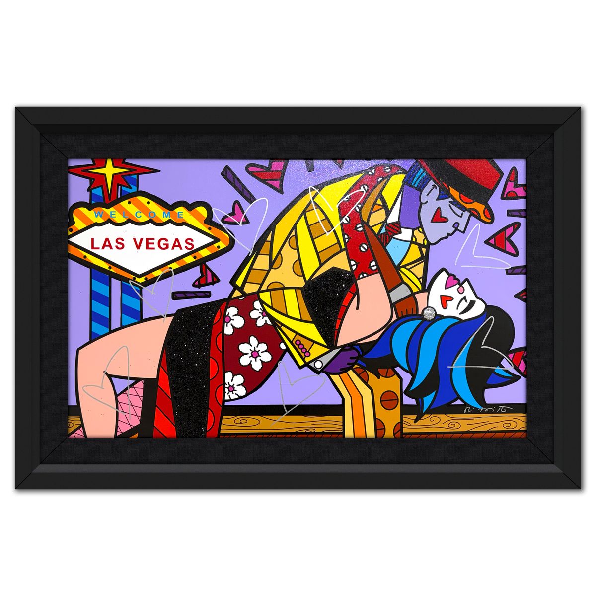 Romero Britto- Original Mixed Media on Canvas "VEGAS PARTY VII"