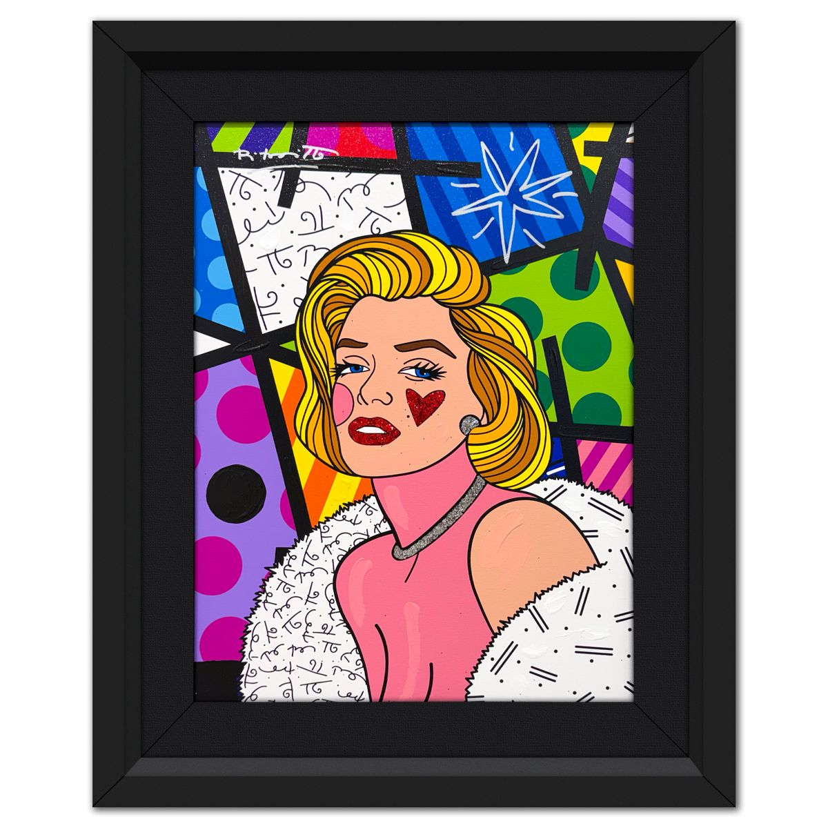 Romero Britto- Original Mixed Media on Canvas "AMERICAN ICON"