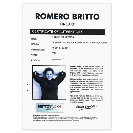 Romero Britto- Original on Canvas Board, Acrylic, Oil Pen "Thomas Collection"