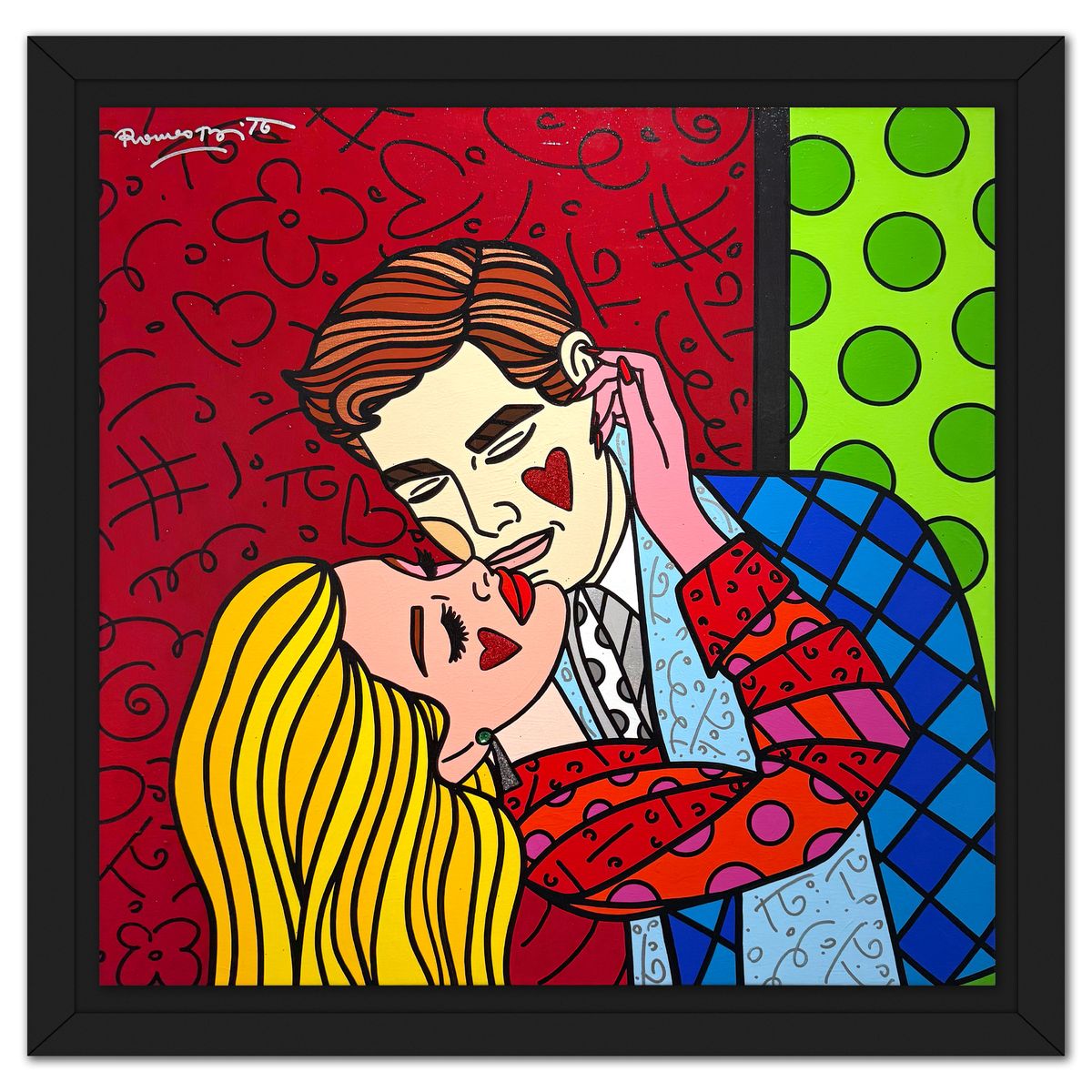 Romero Britto- Original Painting on Canvas "Love Me Tender"