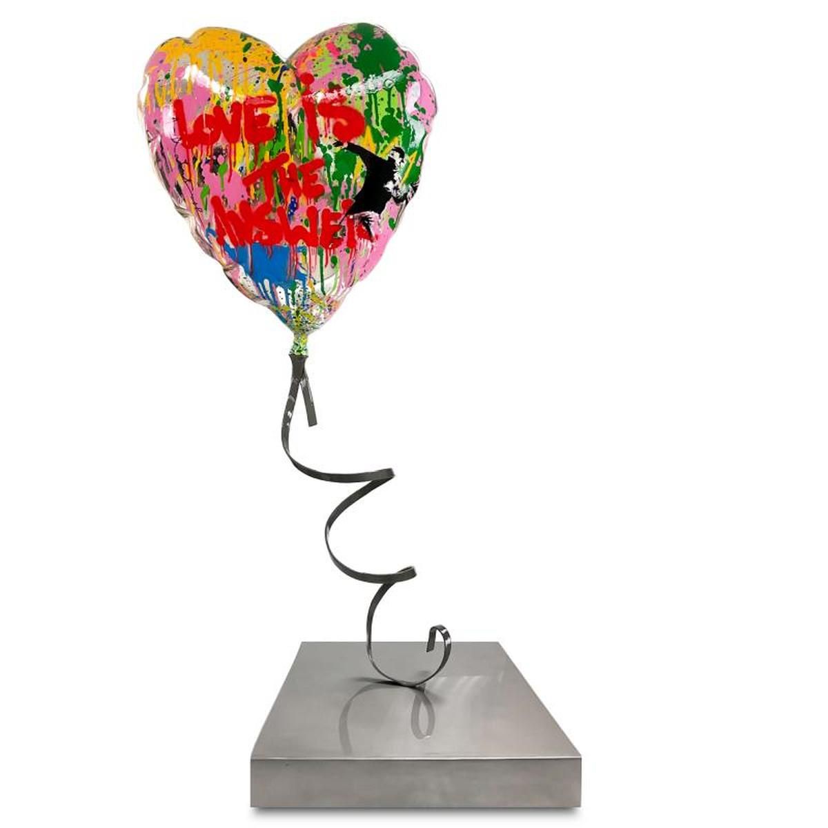 Mr Brainwash- Original Mixed Media "Flying Balloon Heart"