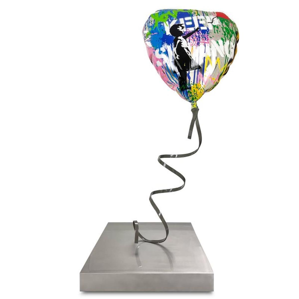 Mr Brainwash- Original Mixed Media "Flying Balloon Heart"