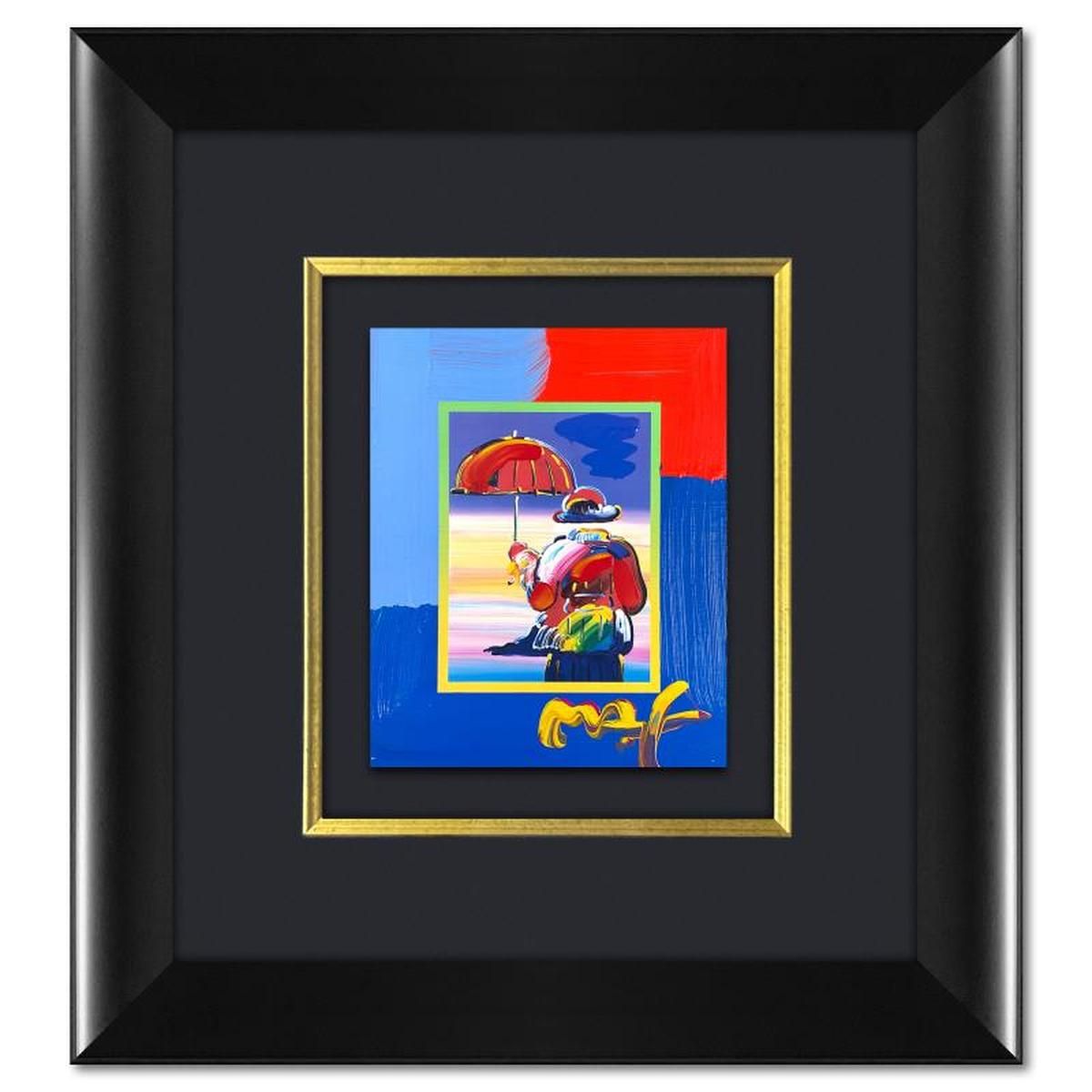 Peter Max- Original Mixed Media "Umbrella Man on Blends"