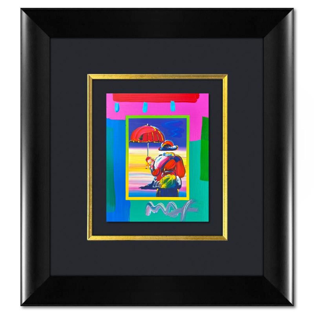 Peter Max- Original Mixed Media "Umbrella Man on Blends"