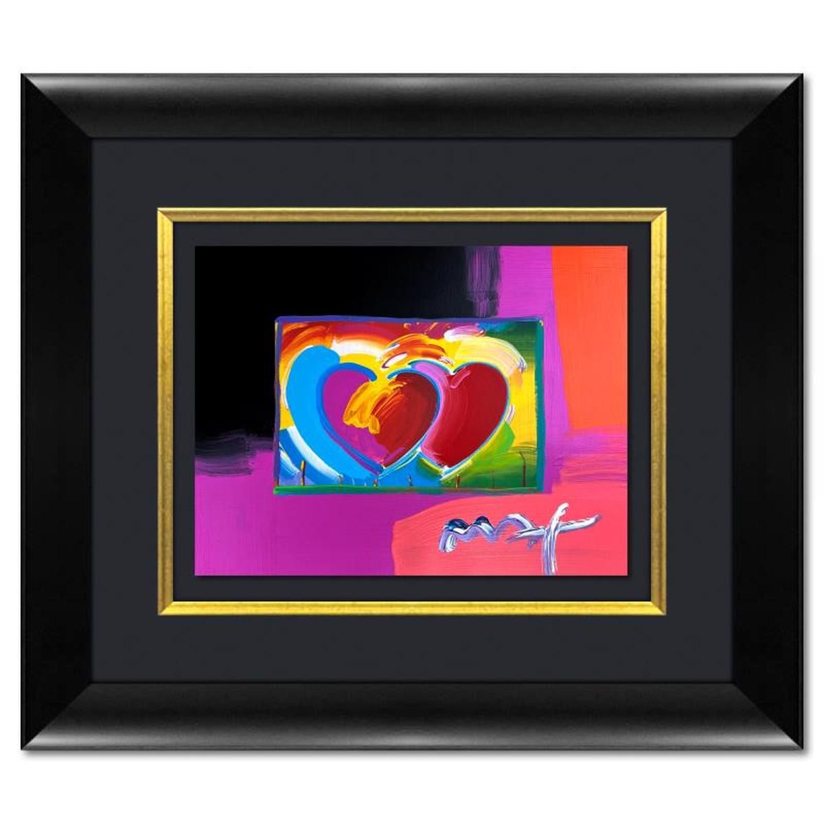 Peter Max- Original Mixed Media "2 Hearts"