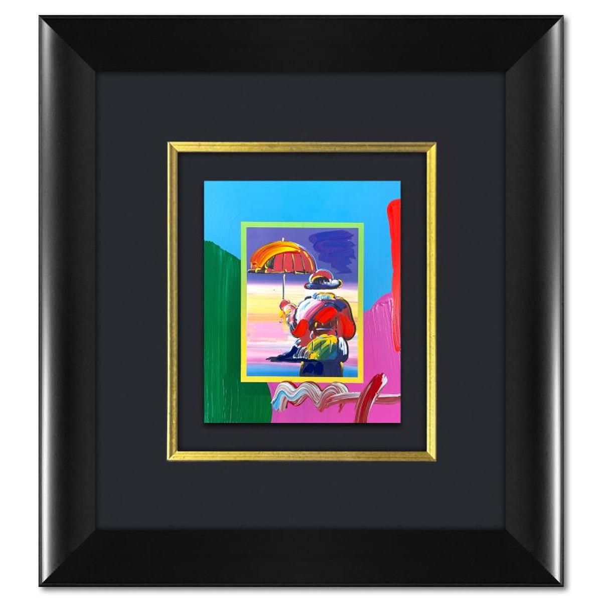 Peter Max- Original Mixed Media "Umbrella Man on Blends"