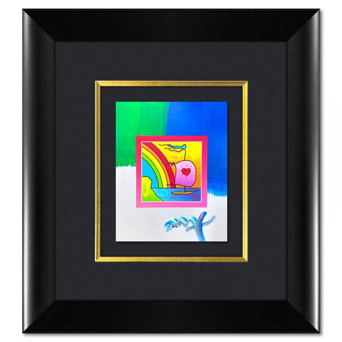 Peter Max- Original Mixed Media "Sailboat with Heart"