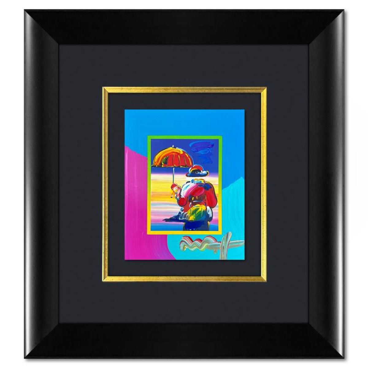 Peter Max- Original Mixed Media "Umbrella Man on Blends"